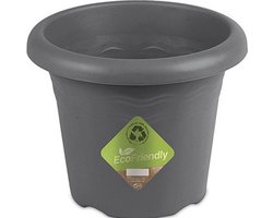 Grijze ronde plantenpot/bloempot Flori 30 cm kunststof - Onbreekbare plantenbakken/bloembakken - Tuin decoraties