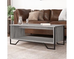 Grijze Salontafel - Opbergtafel Bijzettafel - Woonkamer Inrichten - Duurzaam Houtmateriaal - 100 x 51 x 40 cm - Grijs Sonoma