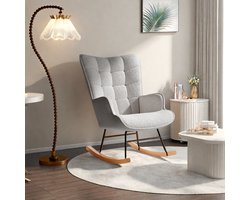 Grijze Schommelstoel – Teddypluche, Comfortabel en Stijlvol
