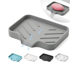 Grijze siliconen zeepbak - Zelfafvoerende zeepschaal voor barzeep en gootsteen