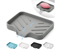Grijze siliconen zeepbak - Zelfafvoerende zeepschaal voor barzeep en gootsteen