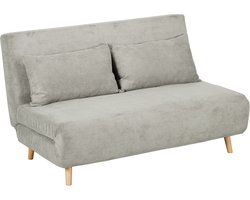 Grijze slaapbank – in 3 Standen Verstelbare Rugleuning, Linnenlook, Kan Gebruikt Worden Als Logeerbed, Tot 120 kg, 141 x 90 x 81 cm