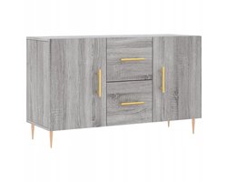 Grijze Sonoma Eiken Kast met Deuren & Metalen Poten - 100x36x60 cm