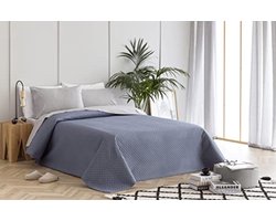 Grijze sprei met ruitmotief - Zachte microvezel voor alle seizoenen - 180x260 cm
