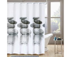 Grijze Steen Douchegordijn Waterdicht en Schimmelbestendig met Ophanghaken - 180 x 200 cm, Ideaal voor Badkamer Decoratie en Privacy