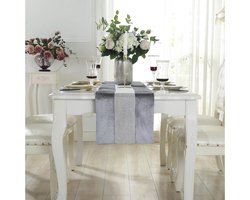 Grijze Tafelloper 32 x 180 cm Glitter Tafelloper Zilveren Diamant Tafelloper voor Keukentafel, Salontafel, Ladekast, Wijnkast Decoratie (180 cm, Grijs)