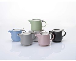 Grijze theepot 1200 ml - porselein met roestvrijstalen zeef - klassiek elegance