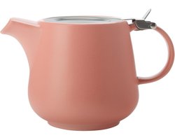 Grijze theepot 1200 ml - porselein met roestvrijstalen zeef - klassiek elegance
