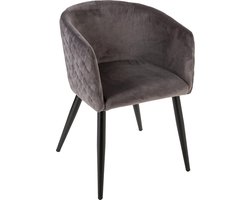Grijze Velours Eetkamerstoel - Atmosphera Créateur d'intérieur