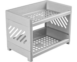 Grijze verdikte bureau-organizer voor schrijfwaren, cosmetica en badkameraccessoires in plastic met hol frame, ideaal voor thuisgebruik en slaapkamers