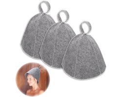 Grijze Vilten Saunamuts - Set van 3 - Ideaal voor Sauna en Wellness