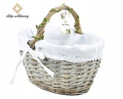 Grijze Vintage Wikkenmand - Paasmand, Decoratie & Cadeaumand