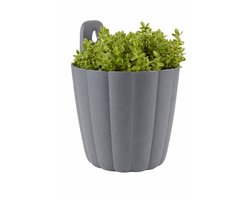 Grijze Wand Bloembak Ø16xH21 cm – Gerecycled Kunststof – Hangende Tuinbloempot met Afvoergat