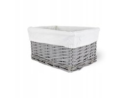 Grijze Wikkenmand met Voering 30x20x15 cm voor Cosmetica & Drogen