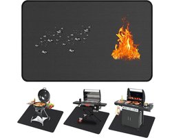 Grill Mat - Ondergrond Bescherming - Buiten Koken - Vuurbestendig Materiaal - 132 x 193 cm - Zwart