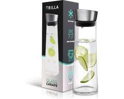 Grilla Karaf – Waterkan met Deksel en Filter – Waterkaraf – Glas – 1000ml