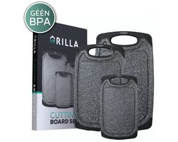 Grilla Snijplankenset – Snijplank Kunststof – 3 Snijplanken - Snijplank Set - Marmeren look - Vaatwasserbestendig – BPA Vrij