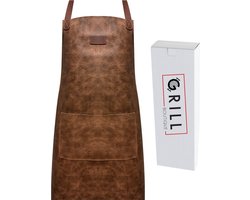 GrillBoutique Leren BBQ Schort - BBQ Schort mannen - BBQ schort leer - Lederen schort om mee te barbecueën - Handgemaakt leren schort - Vegan