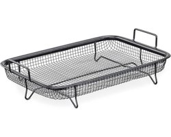 Grillmand voor oven - Roestvrijstalen grillrek voor olievrij frituren van nuggets, vlees, vis of groenten - Frituurmand met antiaanbaklaag.