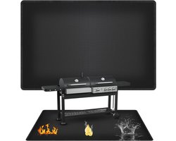 Grillmat Vloerkleed - Brandwerende Mat - Bescherming Terras - Dubbelzijdig Brandwerend - 150x100 cm - Zwart