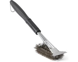 Grillschraper en -borstel met luxe handvat, veilige draadborstel voor het reinigen van barbecues, geschikt voor gas-, infrarood-, houtskool- en porseleinen grills, buitengrills, grillaccessoires voor mannen/vaders.