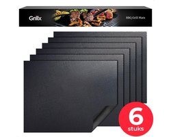 GrillX Barbecue Mat - 6 stuks - Herbruikbare bakmat - 40 x 33 cm - Anti-kleef Ovenmat - BBQ Accesoires - BBQ Matje Grill Mat