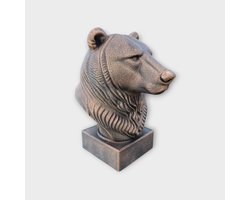Grizzly Bear dierenbeeld - Buste van dierenkop 20cm | Realistisch & Decoratief Beeldje voor Thuis of Kantoor