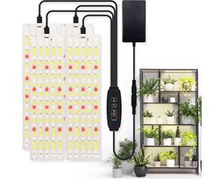 Groeilampen voor kamerplanten, 4 stuks full-spectrum LED-plantenlampenstrips met 540 LED's, automatische timer van 3/9/12 uur, 3 lichtstanden en 10 helderheidsniveaus, voor kassen, planken en kasten.