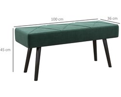 Groen, 100 x 36 x 45 cm, Zitbank, Polsterbank, Bedbank, Halbank, Schoenenbank, Flurbank, Gestoffeerde Bank, Bank voor Slaapkamer, Samtlook, Gewatteerde Zitting, Metalen Poten