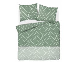 Groen Flanellen Dekbedovertrek 220x200cm Katoen Zacht Warm Geometrisch
