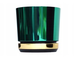 Groen-Gouden Glamourpot 12cm met Schotel - handgemaakt