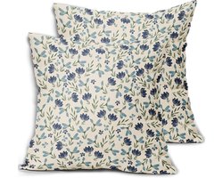Groen groenblauw marineblauw bloemen kussenslopen 18x18 set van 2 vintage rustieke oude stijl schattige kleine bloemprint decoratieve outdoor kussenslopen boerderij sierkussenhoes decor voor