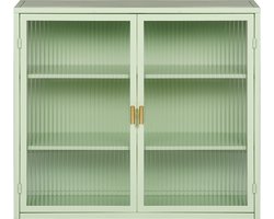 Groen Metaal Glas Dubbeldeur Wandkast 70x23x60cm Voor Woonkamer Badkamer Eetkamer