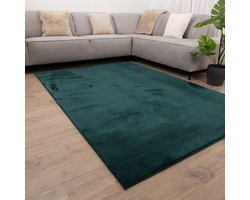 Groen Tapijt Wasbaar Laagpolig Vloerkleed met Anti Slip Koho Soft Comfort Wasbaar op 30° - 200x290cm- Modern - Woonkamer - Salon - Slaapkamer - Eetkamer