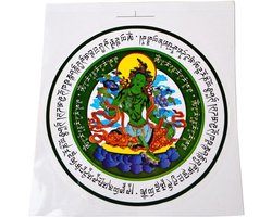 Groen Tara Raam Amulet - Woondecoratie Amulet - Voorspoed Aantrekken - Overwinnen van Hindernissen - 113 cm Diameter - Groen Rood