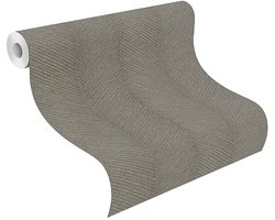 Groen vliesbehang met visgraatpatroon - Olijf - Fleece