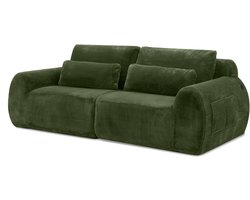 Groene 2-zitsbank - Zacht imitatie konijnenbont - Comfortabele loveseat - Compact - USB-oplaadpoort - Voor kleine woonkamer - Groen