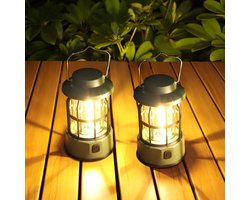 Groene kampeerlampen op batterijen, 2-pack, dimbaar, draagbaar, IPX4 waterdicht, geschikt voor kamperen, stroomuitval en noodgevallen.
