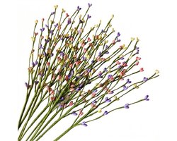 Groene kunstbloemen takken met gekleurde bessen set van 10 stuks kunstbloemen decoratie voor vaas tafel DIY interieur