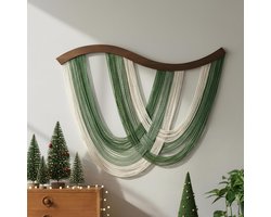 Groene Macramé Wanddecoratie - Moderne Boho Decoratie, Handgemaakt Katoenen Touw Tapijt voor Slaapkamer, Woonkamer, Kinderkamer - 80x60 cm