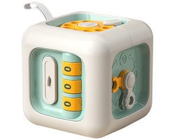 Groene Montessori Busy Cube Speelgoed – 6-in-1 Educatieve Activiteitenkubus voor Baby’s en Peuters, Sensorisch Montessori Speelgoed vanaf 1 Jaar, Cadeau voor Reizen en Thuis