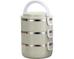 Groene Thermos Bento Box – 3-laags RVS Lunchbox (304) | Lekvrij, Geïsoleerd & Duurzaam Voor Dagelijks Gebruik