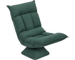 Groene Vloerstoel 70 x 62 x 95 cm, 360° Draaibare Loungestoel met 5-voudig Verstelbare Rugleuning, Opvouwbare Relaxstoel, Meditatiestoel en Gamingstoel voor Woonkamer en Leeshoek, Lichtgewicht en Ruimtebesparend