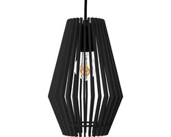Groenovatie Design Hanglamp - Hout - E27 Fitting - ⌀20 cm - Zwart