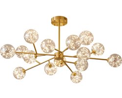 Groenovatie Dijon Glazen Design Hanglamp - 9 Bollen - Transparant - Inclusief lichtslinger - 85 x 30 cm
