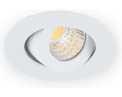 Groenovatie Inbouwspot LED - 3W - Rond - Kantelbaar - Dimbaar - Ø 53 mm - Wit