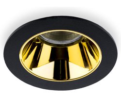 Groenovatie Inbouwspot Rond - Kantelbaar- Ø85mm - Zwart - Goud - GU10 Fitting