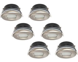 Groenovatie Inbouwspot - Rond - Waterdicht IP54 - Satijn - GU10 Fitting -  Ø 82mm - 6-Pack