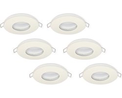 Groenovatie LED line Inbouwspots - Rond - Waterdicht IP44 - Mat Wit - 6 stuks