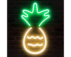 Groenovatie LED Neon Wandlamp "Ananas" - Op USB - 44x26x2cm - Groen / Geel